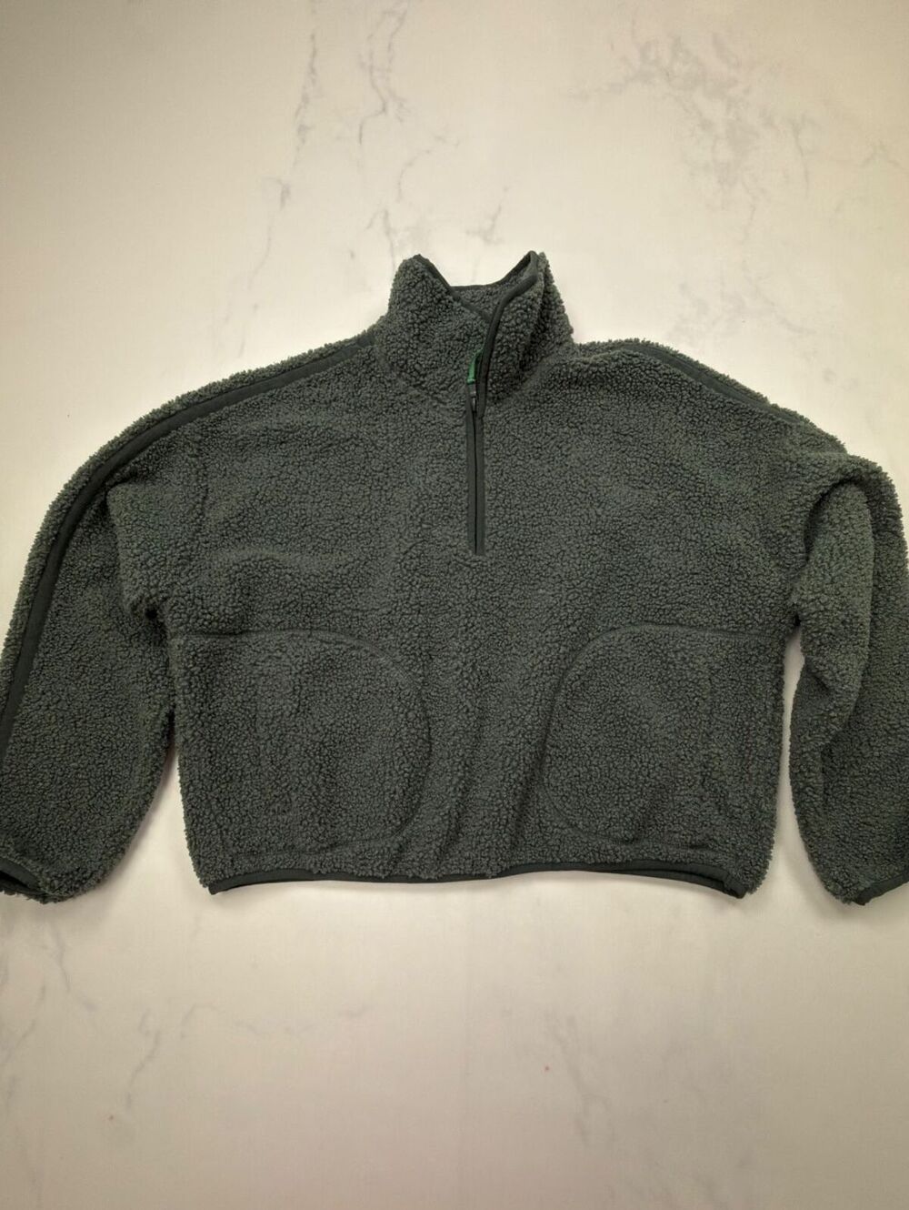 Old Navy Active Bean Sherpa Pullover Sweater Gray 2000s Minimalist - Womens S
